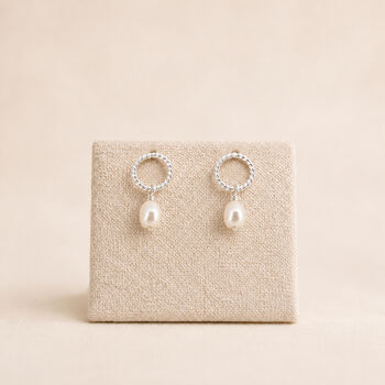 Sterling Silver Freshwater Pearl Circle Stud Earrings, 3 of 8