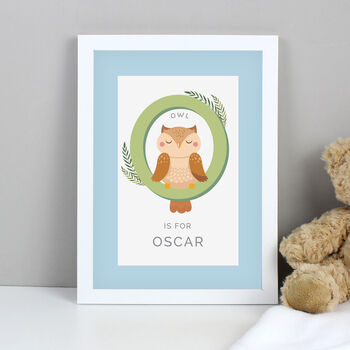 Personalised Animal Alphabet A4 White Framed Print, 3 of 6