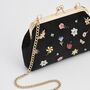 Floral Ditsy Embroidered Black Velvet Clutch Bag, thumbnail 4 of 5