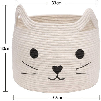 Laundry Storage Cotton Rope Cat Basket, 4 of 5