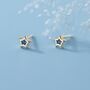 Starlite Blue Gold Plated Mini Star Stud Earrings, thumbnail 3 of 5