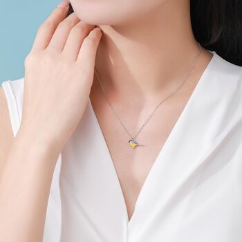 Sterling Silver Tiny Blue Tit Bird Pendant Necklace, 5 of 12
