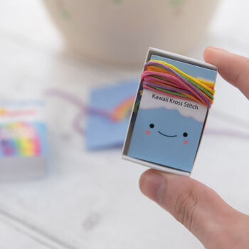 Kawaii Rainbow Heart Mini Cross Stitch Kit, 3 of 9