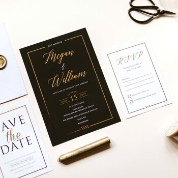 Black And Gold Lux Wedding Invitations, 4 of 7
