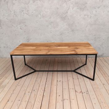 Tower Natural Oak Dining Table With V Shaped Legs, 4 of 6