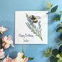 Personalised Bumble Bee On Lavender Birthday Card, thumbnail 5 of 5