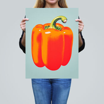 Minimalist Bell Pepper Kitchen Orange Wall Art Print, 2 of 6