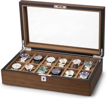 12 Grids Wooden Watch Storage Box Case, 5 of 6