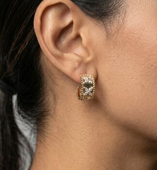 Kinmokusei Floral Beaded Hoop Earrings, 3 of 5