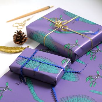 Peacock Christmas Wrapping Paper Set, 3 of 5