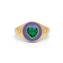 Purple Enamel With Green Cubic Zirconia Heart Ring, thumbnail 1 of 2