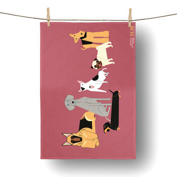 Doggy Friends Large Tray + Pink Tea Towel Gift Set, 2 of 8