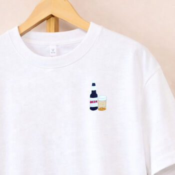 Beer And Pint Embroidered Fathers Day T Shirt, 4 of 6