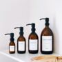 Amber Bottle With White Personalised Label And Black Pump, thumbnail 1 of 11