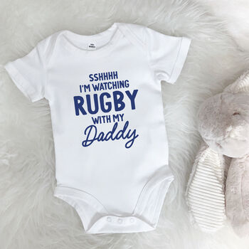 Watching Sport With Daddy Personalised Sports Babygrow, 2 of 12