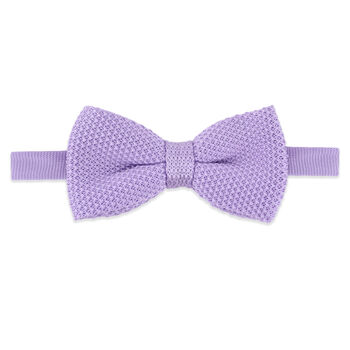 Men's Knitted Bow Tie In Pastel Purple | Perfect Wedding Neck Tie For Groomsmen | Gents Woven Tie, 4 of 9