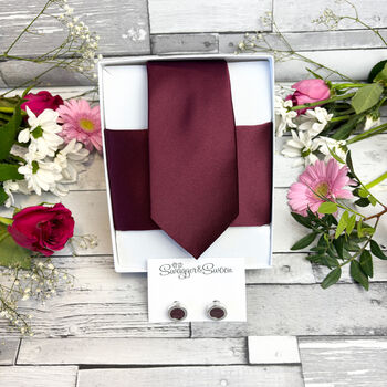 Burgundy Wedding Tie Set, 6 of 10