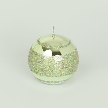 G Decor Green Glass Effect Striped Glitter Candles, 3 of 6