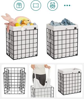 90 L Collapsible Washing Laundry Hamper Basket, 7 of 8