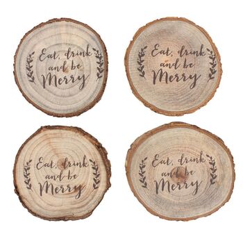 Set Of Four Printed Log Coasters, 3 of 4