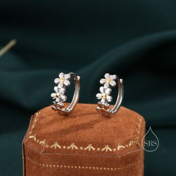 Sterling Silver Daisy Chain Huggie Hoop, 5 of 12