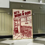 Wine Print | Let's Wine And Dine | Kitchen Wall Art | Retro Mid Century Restaurant Poster, thumbnail 1 of 8