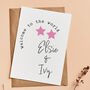 Personalised Welcome To The World Baby Twins Card, thumbnail 3 of 4
