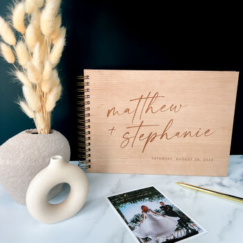 Wooden Calligraphy Style Wedding Guestbook Alternative, 6 of 10