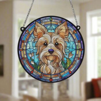 Yorkshire Terrier Stained Glass Effect Suncatcher, 6 of 6