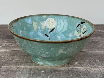 Turquoise Sakura / Cherry Blossom Flower Patterned Bowl, 21cm, 2 of 3