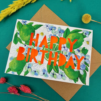 Happy Birthday Floral Limes Birthday Card, 2 of 5