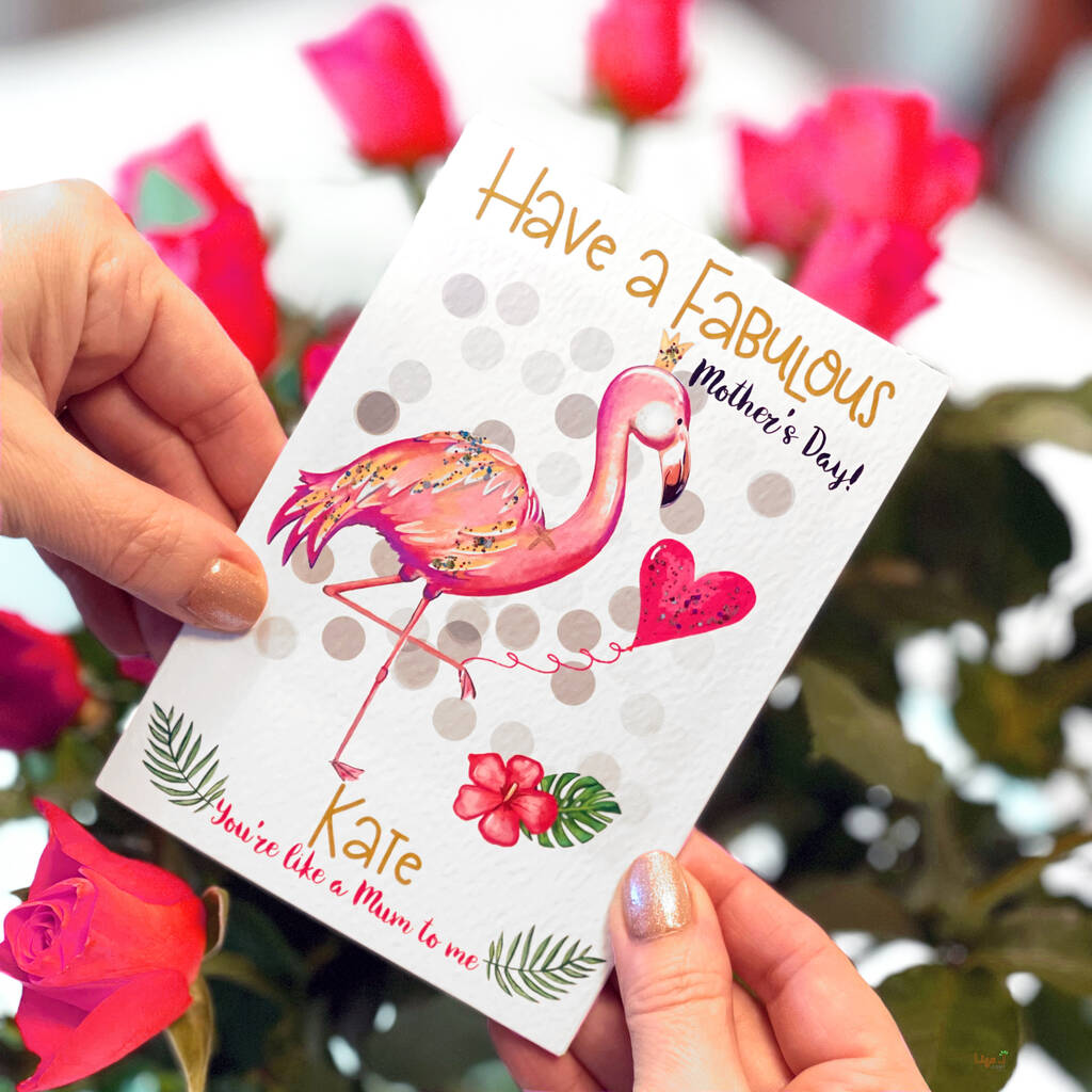 Personalised Flamingo Mothers Day Card By Liza J Design