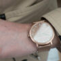 Classic Rose Gold Stainless Steel Unisex Wood Watch, thumbnail 3 of 10