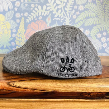 Personalised Dad/Grandad Cycling Hobby Flat Cap, 2 of 5