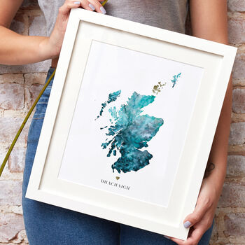 Personalised Golden Scotland Watercolour Map Giclee, 10 of 12