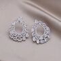 Monaco D’or Gold Trefoil Baguette Pavé Charm Drop Earrings, thumbnail 4 of 5