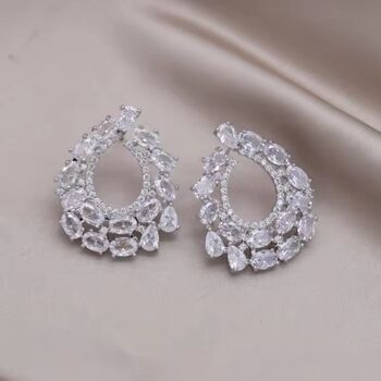 Monaco D’or Gold Trefoil Baguette Pavé Charm Drop Earrings, 4 of 5