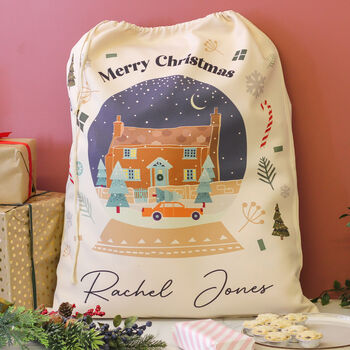 Personalised Snow Globe Christmas Santa Sack Gift, 4 of 6