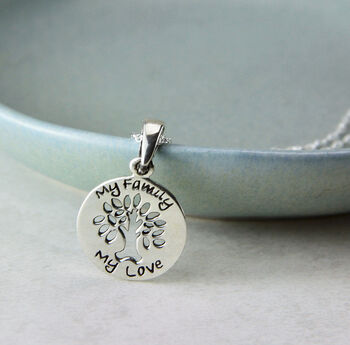 Sterling Silver Family Tree Of Life Engraved Necklace, 4 of 10