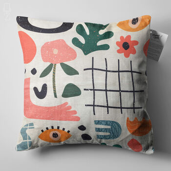 Abstract Pillow Cover With Plants And Flowers, 5 of 7