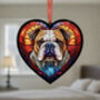 Bulldog Stained Glass Effect Heart Suncatcher, thumbnail 5 of 6
