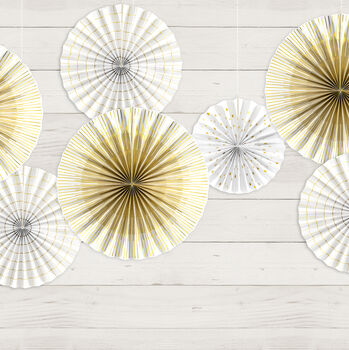 White And Gold Rosette Hanging Decorations, 4 of 4