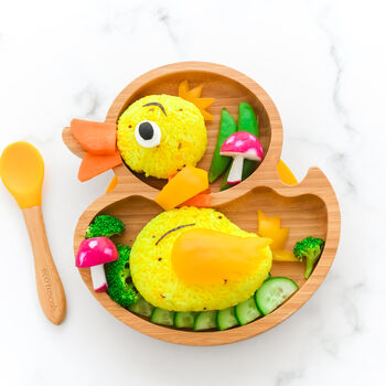 Bamboo Duck Plate With Suction Yellow, 4 of 4