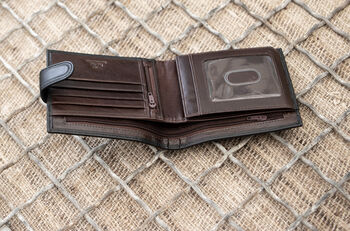 Personalised Black And Brown Trifold Wallet Rfid, 8 of 8