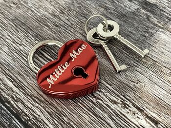 Personalised Red Heart Padlock Dog Tag, 5 of 7