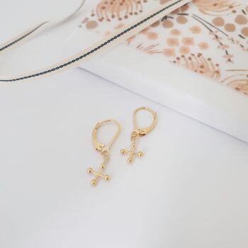 Lyla Gold Plated Cross Earrings, 3 of 4