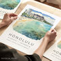 Hawaii Travel Poster For Honolulu Wall Art, thumbnail 1 of 7