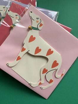 Valentines Shaped Whippet Greyhound Loveheart Card, 2 of 2