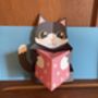 Handmade Cat Peaking Over Present Pop Up Card, thumbnail 1 of 2