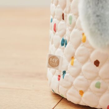 Personalised Small Rainbow Polka Dot Storage Bag, 3 of 3